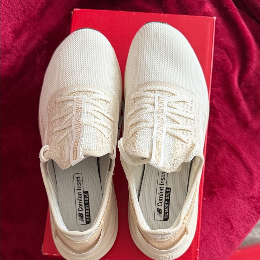 New Balance Women's Beige and White Sneakers - Picture 5 of 5
